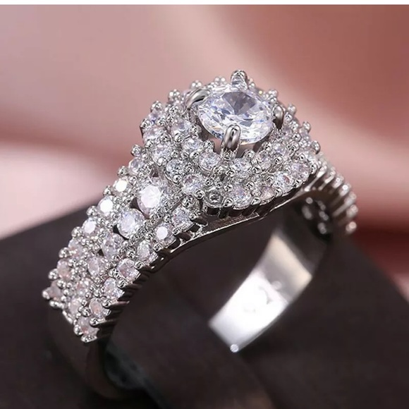 Women 925 Silver Rings White & Pink Sapphire - Picture 7 of 7